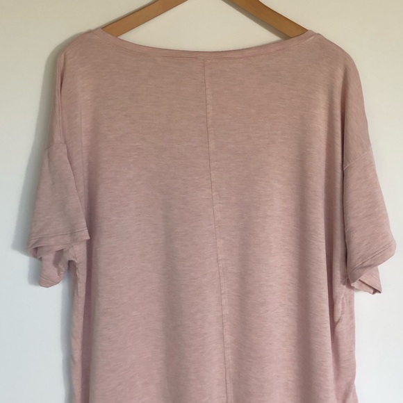 Loft Lounge Blush Pink V Neck Tee Sz XL French Terry Pullover Short Sleeve Shirt - Picture 5 of 8
